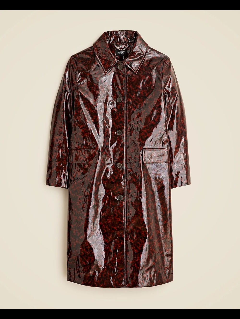 NWT J. Crew Laminated Tortoiseshell Trench Coat Size Large $398